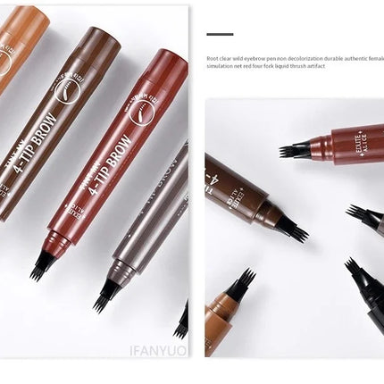 Liquid Eyebrow Pencil Eyebrow Pen Waterproof Fork Tip Eyebrow Tattoo Pencil Long Lasting Professional Fine Liquid EyeBrow Pencil