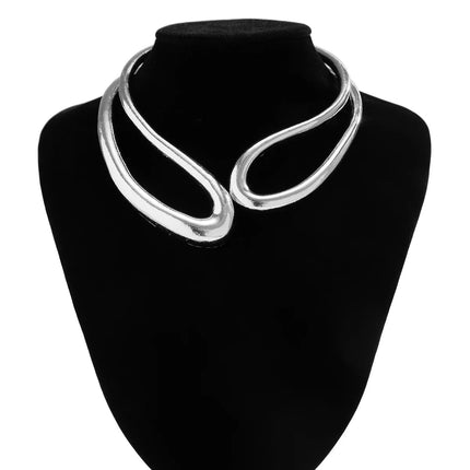 DIEZI Steampunk Irregular Clavicle Torques Necklace For Women Punk Gold Silver Color Statement Chokers Necklace Gift Jewelry