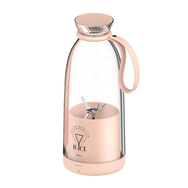 500ml Portable Juicer, Rechargeable Wireless Fruit Mixer, Fresh Juice Bottle Blender, 6 Blades, Food Milkshake Ice Crush Cup, 2400mAh