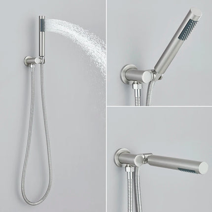 Brushed Gold Handheld Shower Bathroom Shower Faucet Hot & Cold Water Tap Brass Shower Holder 1.5M Hose Brass Shower Valve