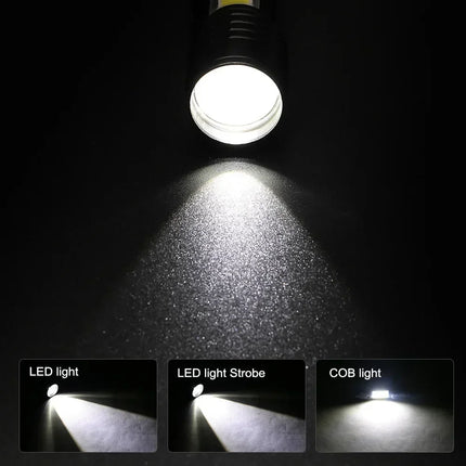 Portable COB+LED Pocket Flashlight Rechargeable Tactical Torch MINI 3 Lighting Mode with Side Lamp for Outdoor Camping Emergency