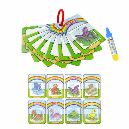 Montessori Toy Alphabet Water Coloring Cards Water Drawing Card with Magic Pen Aqua Painting Doddle Flashcards Educational Toys