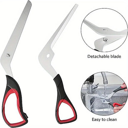 Multifunctional Pizza Scissors Stainless Steel Blade Detachable Cutting Tools Ergonomic Grip Black&Red for Restaurant Kitchen