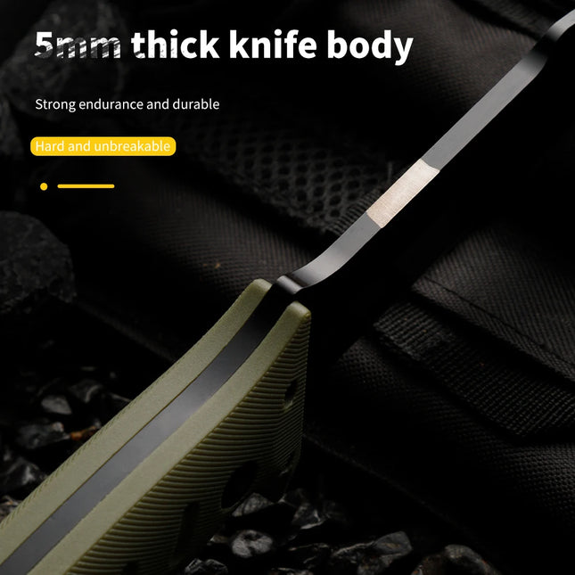High-quality steel fixed-blade, outdoor knife, camping knife, high-hardness stainless steel integrated spine with sheath emergen