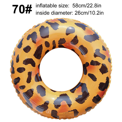 1PC Leopard Print Inflatable Swim Ring, Adult Pool Float, Animal Pattern Swimming Summer Beach Water Toy Pool Party Ring