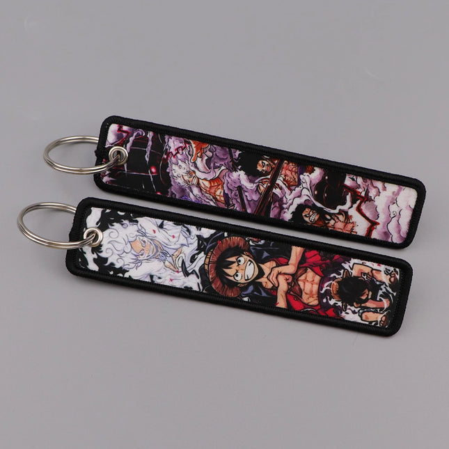Anime Pirate Embroidery Key Fobs Manga Key Tags Cool Keychains for Women Men Car Keyrings Cosplay Accessories Friends Gift Toy