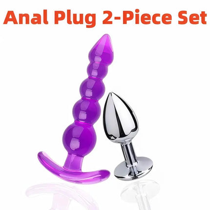4pcs Anal Black Dildos Massager Stimulator for Women Vagina Big Metal Plug for Women Silicone Dildo Realistic Couples Adult Game