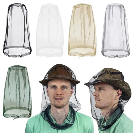 Lightweight Breathable Mesh Mosquito Head Net Anti-Mosquito Insect-Proof Hat Cover for Outdoor Camping Fishing