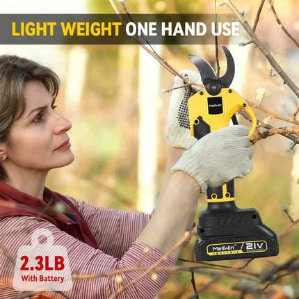 MELLWIN Brushless 32mm Electric Pruner Shear Fruit Tree Bonsai Cordless Pruning Scissors Power Tools For Makita 18V Battery Pin