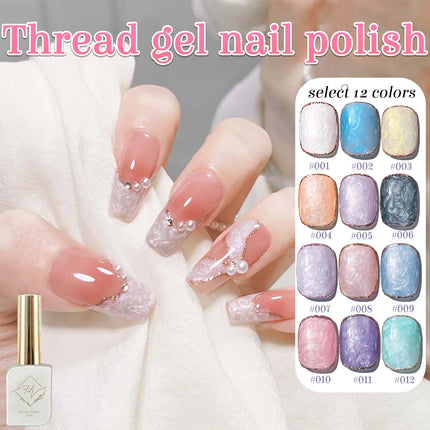 ZH 12ML 8-Color Pearl Shell Thread Nail Gel Polish Long Lasting White Pink Purple Salon Gel Nail Art DIY Solid Gel Polish