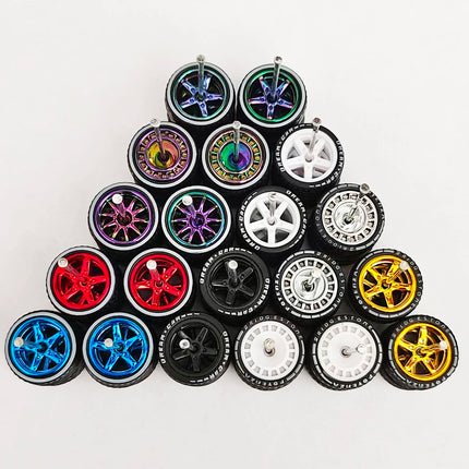 10 Sets 11/12/13/14/17mm 1/64 Alloy Car Wheels Rubber Tires W Axle for HW/Matchbox/Domeka/Evo 1:64 Car Model SUV Off Road Truck
