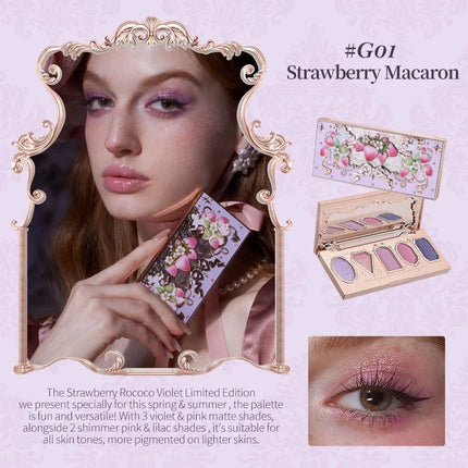 Flower Knows Violet Eye Shadow Strawberry Rococo Series Five-Color Eyeshadow Palette G01 Starmoon Strawberry 0.21OZ./6G