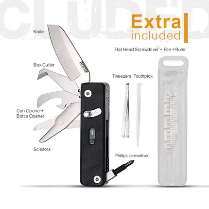 ROXON S504G Mini Multifunctional Back Clip, Interchangeable Outdoor Camping Multi Knife Scissors, Practical Folding Knife