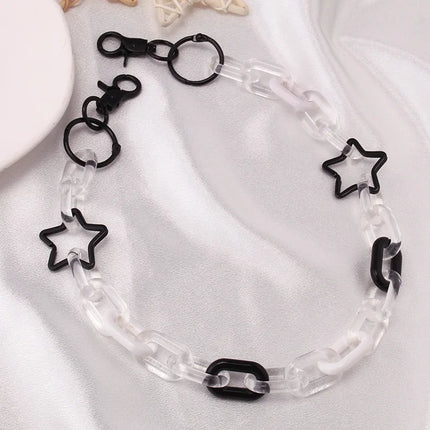 Punk Hiphop Long Resin Pentagram Heart Rock Trousers Hipster Pant Jean Keychain Ring Clip Acrylic Key Chains Women Accessories