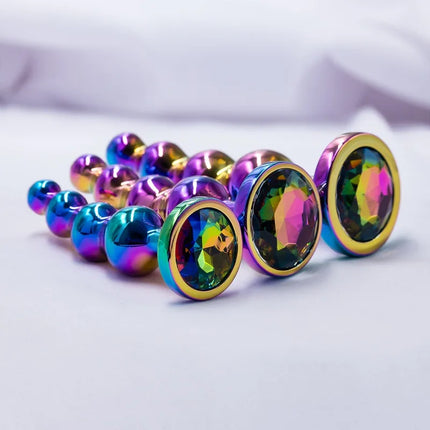 Metal Curved Anus Butt Plug 4 Beads Stimulating Anal Plugs Sex Toy Prostate Massage Analplug Buttplug with Jewelry Base