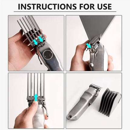 【NEW A39M】 Mega Hair Clipper Guards, 8Pcs Gray, For Wahl Full Size Hair Clippers (3 Inch 8Pcs)