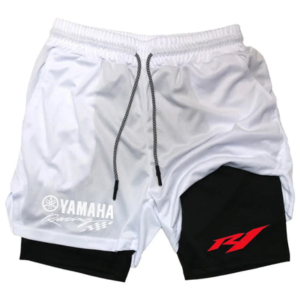 Summer Yamaha Logo Men's Running Shorts 2-in-1 Double-Layer Gym Sportswear Comfortable Breathable Men's Sportswear