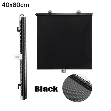 1pc Nail-free Suction Cup Roller Blinds Retractable UV Proof Blackout Curtains Black/Silver Sun-shading Roller Blinds For Car