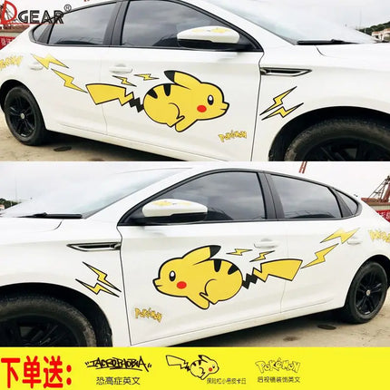 popular anime Pokemon cute Pikachu car sticker Scratch obstruction waterproof Cartoon creative car door decal sticker