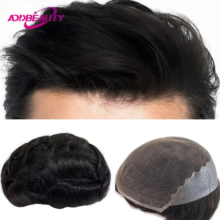 Q6 HD Lace Capillary Prosthesis Natural Hair System Unit Hairpiece Topper Lace PU Indian Human Hair Wig Men Toupee Hairline Wigs