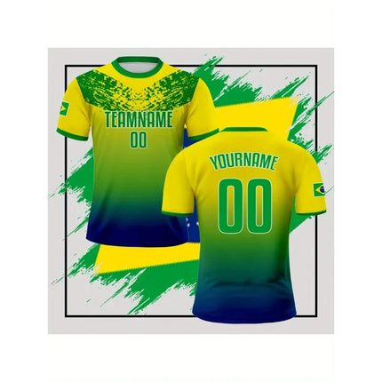 3D Printed Brazil Sports T-Shirt For Men Customized Pattern Tees Fashion Unisex Casual Street Round Neck Short Sleeve T Shirts