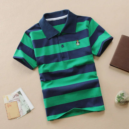 Children's clothing short sleeved T-shirt summer clothes boys and girls striped polo shirt elastic cotton round neck T-shirt 0-1