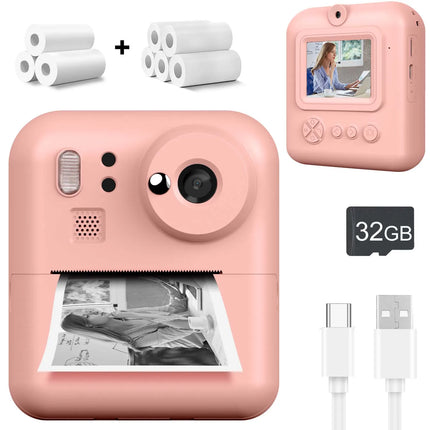 Kids Camera Instant Print Photo, Portable Thermal Printing Camera Toy with HD Digital Video, for 3-12 Years Old Boys Girls