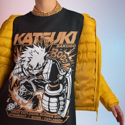 Unisex Bakugo Katsuki T-Shirt My Hero Academia (MHA) Hero Graphic Anime Gift for Girls All Sizes Y2K Top Loose Fit Crewneck