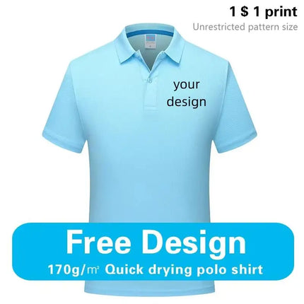 Sports quick-drying polo shirt Custom printed logo lapel cheap advertising T-shirt Marathon running embroidered pattern diy