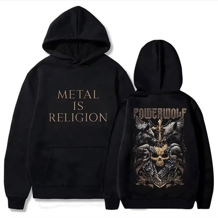 Power Meta Rock Band Powerwolf Graphic Print Hoodie Men Women Oversized Pullover New Fashion Streetwear Hip Hop Style Sweatshirt
