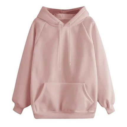 Thickened Fleece Hoodie Women's Long Sleeve Loose Fit Blank Version Autumn Winter New Style Korean Style Solid Color Sweatshirt