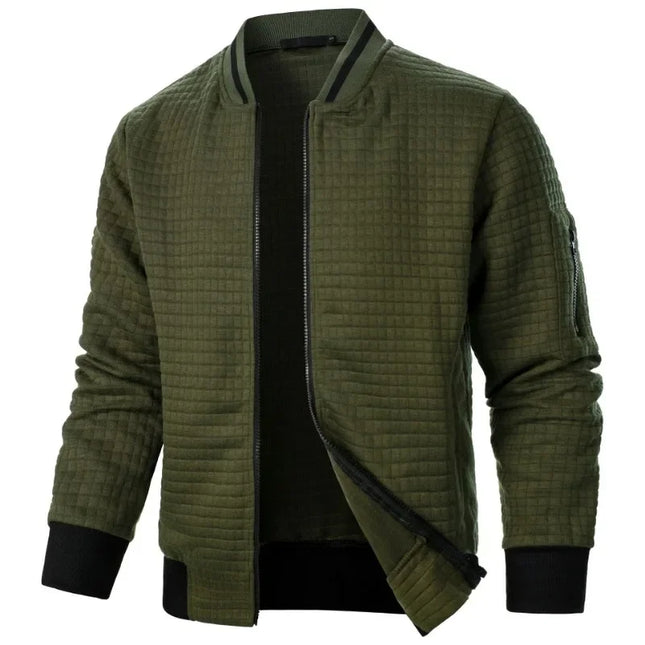 New Mens Long Sleeve Zipper Jacket Coats Stand Up Sweatshirts Outdoor Streetwear Autumn Warm Solid Color Baseball Jacket Men
