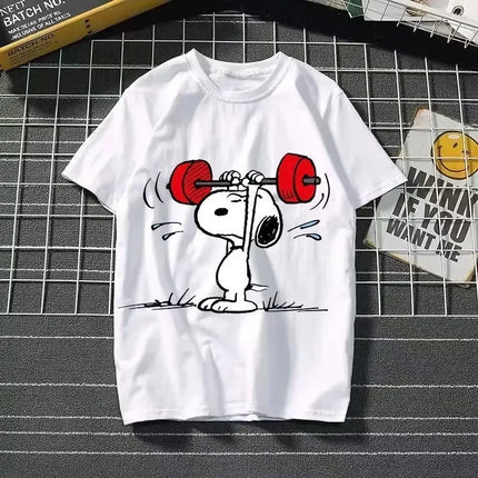 2025 New Summer Snoopy T Shirt Cartoon Short Sleeved Tees Tops Harajuku T-shirt Women Streetwear Pullover Clothes Men's Clothing