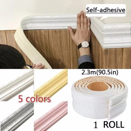 3D Self-adhesive Thick Wall Sticker Waistline Background Wall Substrate Top Corner Line Waterproof Decorative Edge Banding