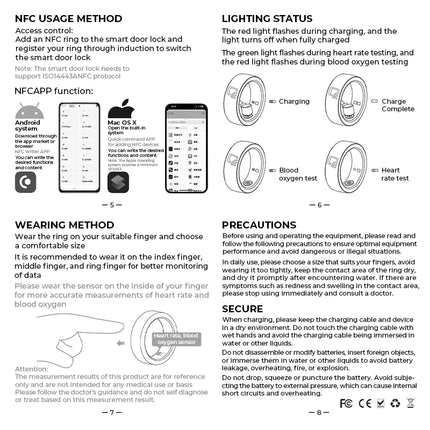 NFC Smart Ring Men Women Heart Rate Health Monitor Sleep Monitors Smartring IP68 Waterproof Multi-sport Mode 7MM Ultra Thin Ring