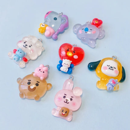 10pcs Kawaii  Koala Heart Resin Cute Charms For Jewelry Making Earrings Necklace Keychain Diy Handmade Accessories