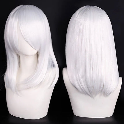 High Quality 40cm Medium Cosplay Wig With Bang Black Blond Pink Red Blue Purple Heat Resistant Synthetic Hair Wigs