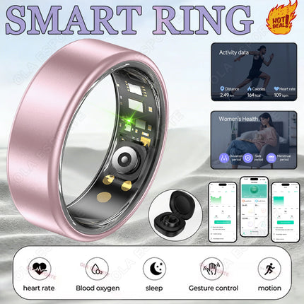 All Size（6-14） Smart Ring for Women Men Healthy Heart Rater Blood pressure Monitor Waterproof Take Photo Control Smartring Sport