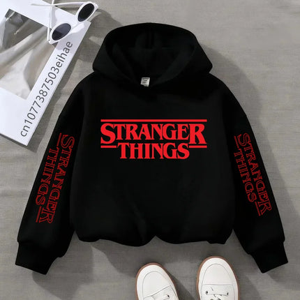Cartoon-style Children's Hooded Shirt - 3-14 Years Old - Weird Tales Characters Print - European/American Retro Warm Jacket