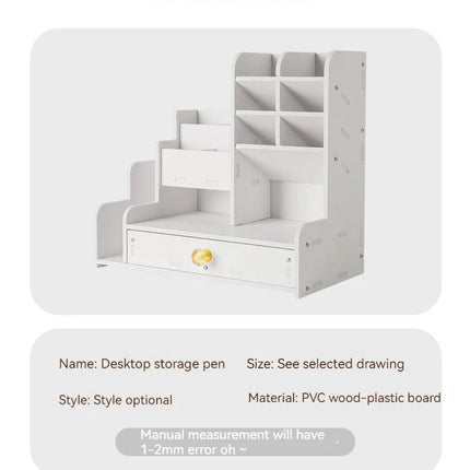 Mark Pen Pencil Holder Wooden Desk Organizers Shelves Accessories Desktop Stationery Organizer Bookshelf Home Office Storage Box