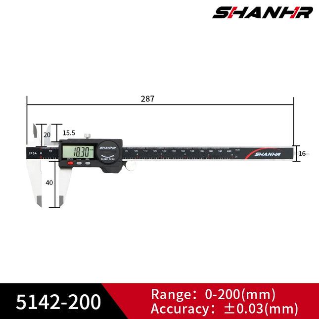 SHANHR 150mm Electronic Digital Caliper Measuring Tool, Digital Caliper Stainless Steel Construction with Large LCD Screen