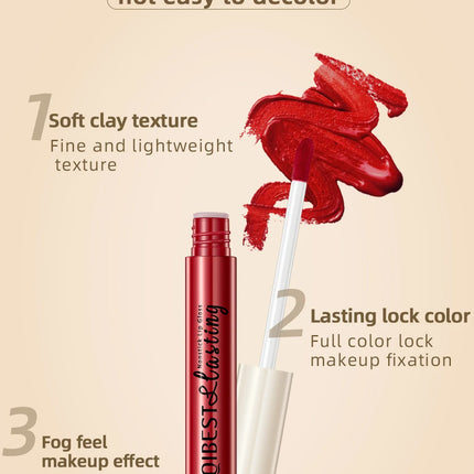 QIBEST Liquid Lipstick Waterproof Velvet Nude Matte Sexy Red Lip Gloss Long Lasting Nonstick Lip Stain Makeup 24 Colors Hots