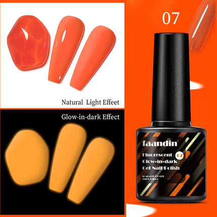 Faandin 7ml 1 Bottle, Trendy, Colorful, Luminous Gel Nail Polish, a Must-Have Item for Proms, Nightclubs, and Parties, a Halloween Essential, Durable, Strong, Not Easy to Fade, Easy to Apply, Removable Fluorescent Nail Polish