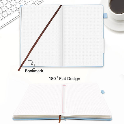 Hardcover A6 Dot Grid NoteBook Retro Blue Bandage Design Compact Portable Mini Notebook for Notes Sketching for Offices School