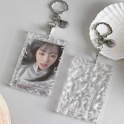 Acrylic Card Holder Waterproof Love Heart Keychain Holder Glitter Photocard Holder Creative For Students Idol Photos Weddings