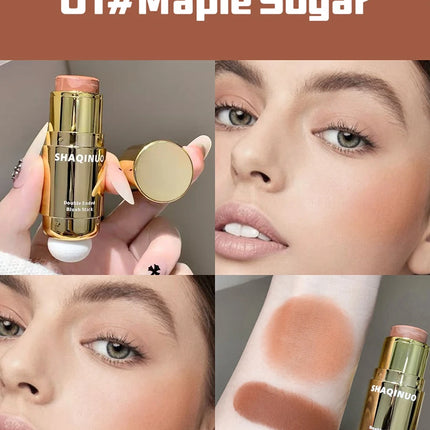SHAQINUO Velvet Matte Smooth Blush Stick Long-lasting Brown Tone for Autumn & Winter Natural Makeup Effect And Easy To Apply