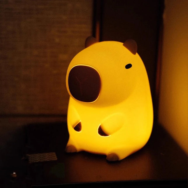 Baby Silicone Capybara Night Lights Portable USB Rechargeable Animal Touch Control Lamp Timing Function For Room Decor Funny Toy