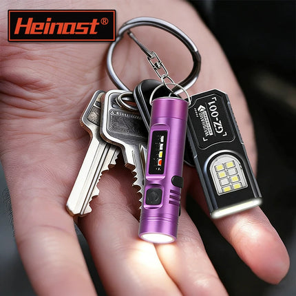 Rechargeable Mini Flashlight Aluminum Alloy Keychain Flashlight Super Bright Emergency Red Blue Floodlight Magnet Work Light