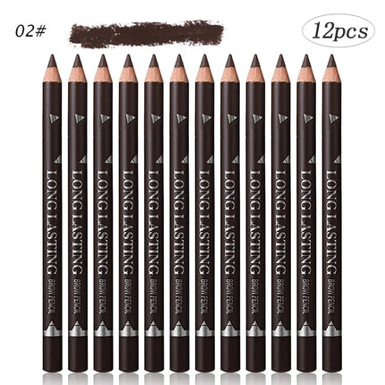 6/12PCs eye brow pencil waterproof professional women eye makeup pen easy color natural black Brown cosmetic beauty eyebrow tool