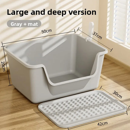Cat Litter Box, Giant Anti-Splash Semi-Enclosed Cat Toilet, Giant Pet Litter Pan for Indoor Cats